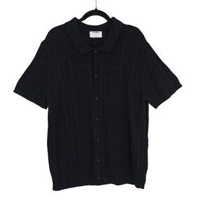 Old Navy Womens Crochet Button-Up Short Sleeve Shirts Sweater XXL 100% Cotton